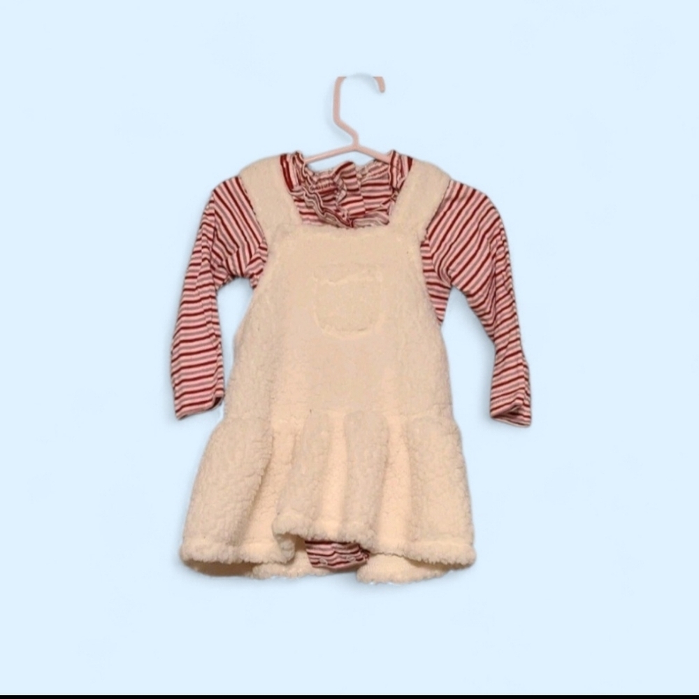 Cozy First Impressions Striped Red One Piece & Cream Fleece Dress NWT 12 Months